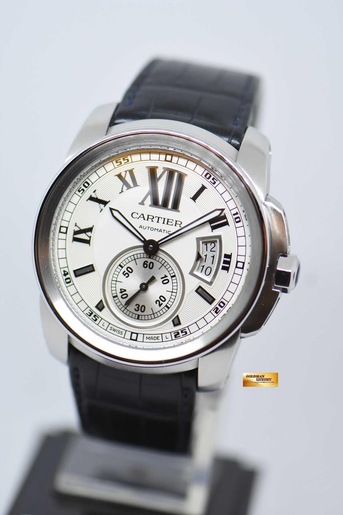 [SOLD] CARTIER De CALIBRE 42mm STEEL IN LEATHER STRAP DATE AUTOMATIC W7100015 (MINT)
