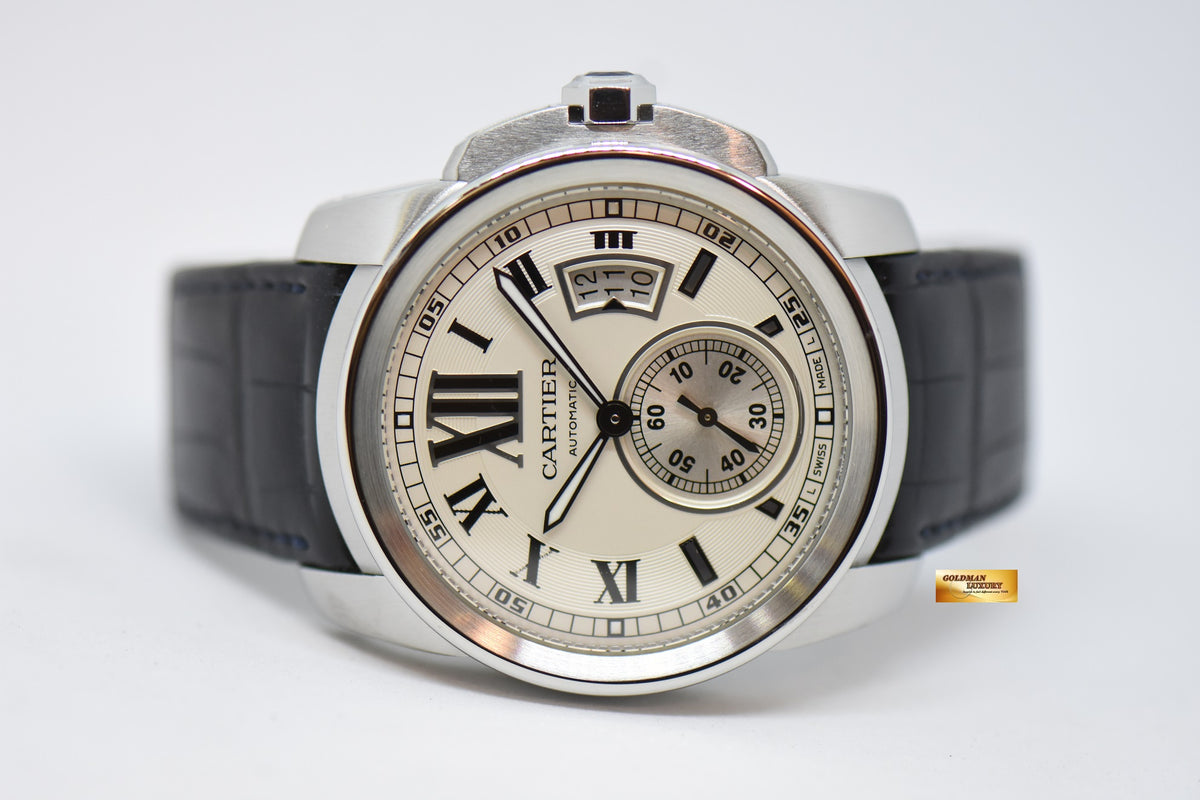 [SOLD] CARTIER De CALIBRE 42mm STEEL IN LEATHER STRAP DATE AUTOMATIC W7100015 (MINT)