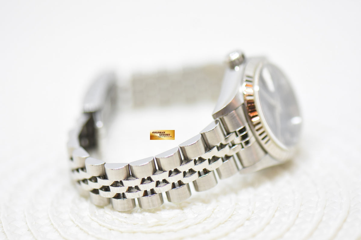 [SOLD] ROLEX OYSTER DATEJUST 26mm STEEL IN JUBILEE BRACELET BLUE ARABIC DIAL 69174 (MINT)