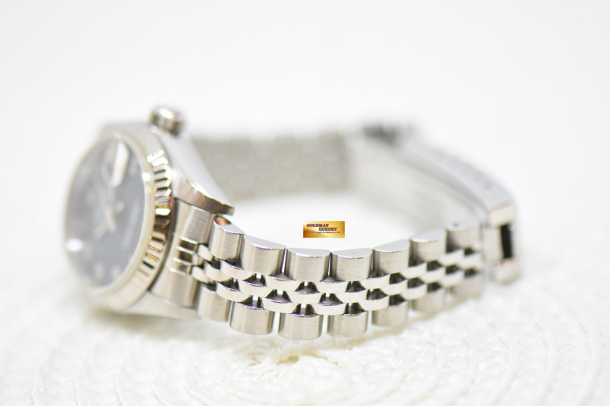 [SOLD] ROLEX OYSTER DATEJUST 26mm STEEL IN JUBILEE BRACELET BLUE ARABIC DIAL 69174 (MINT)