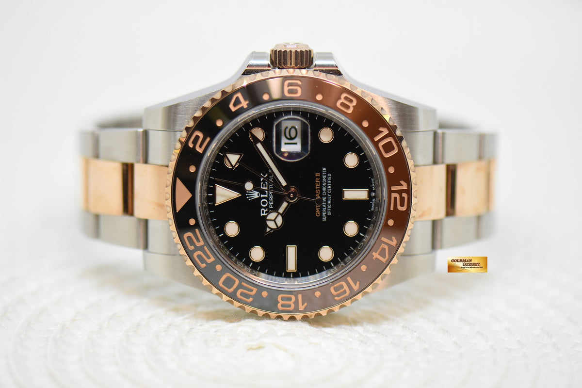 [SOLD] ROLEX OYSTER PERPETUAL GMT-MASTER II “ROOT-BEER” CERAMIC BROWN BEZEL EVEROSE GOLD / STEEL BRACELET 126711CHNR (LNIB)