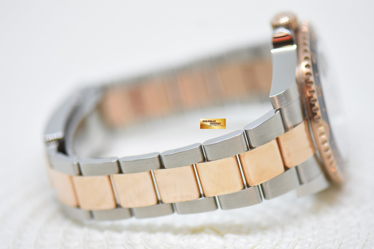 [SOLD] ROLEX OYSTER PERPETUAL GMT-MASTER II “ROOT-BEER” CERAMIC BROWN BEZEL EVEROSE GOLD / STEEL BRACELET 126711CHNR (LNIB)