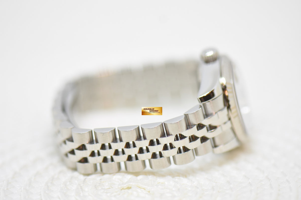 [SOLD] ROLEX OYSTER DATEJUST 26mm STEEL IN JUBILEE BRACELET BLACK DIAMOND DIAL 179174 (MINT)