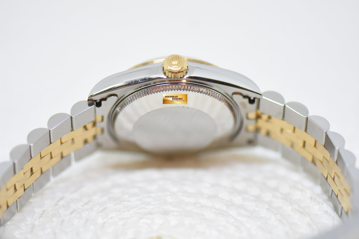 [SOLD] ROLEX OYSTER PERPETUAL DATEJUST 31mm WHITE ROMAN DIAL HALF GOLD IN JUBILEE BRACELET 68273 (MINT)