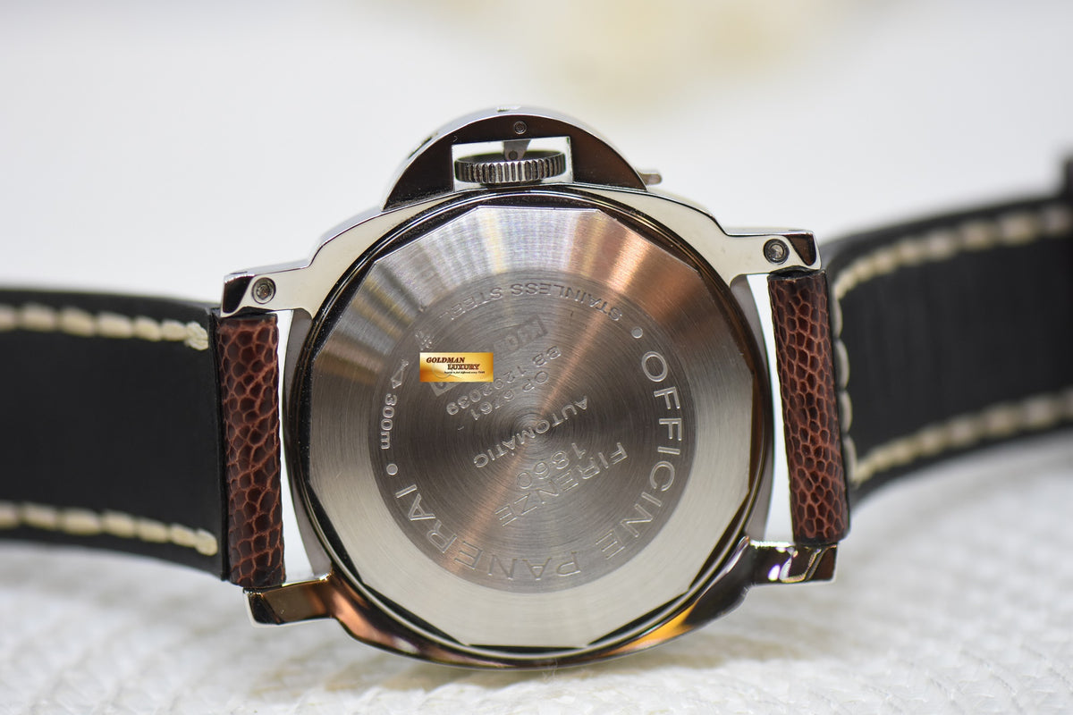 [SOLD] PANERAI LUMINOR GMT 44mm STEEL IN LEATHER BLACK DIAL AUTOMATIC PAM 88 (MINT)