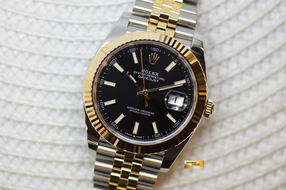 [SOLD] ROLEX OYSTER PERPETUAL 41mm GOLD / STEEL IN JUBILEE BRACELET BLACK DIAL AUTOMATIC 126333 (NEW-UNWORN)