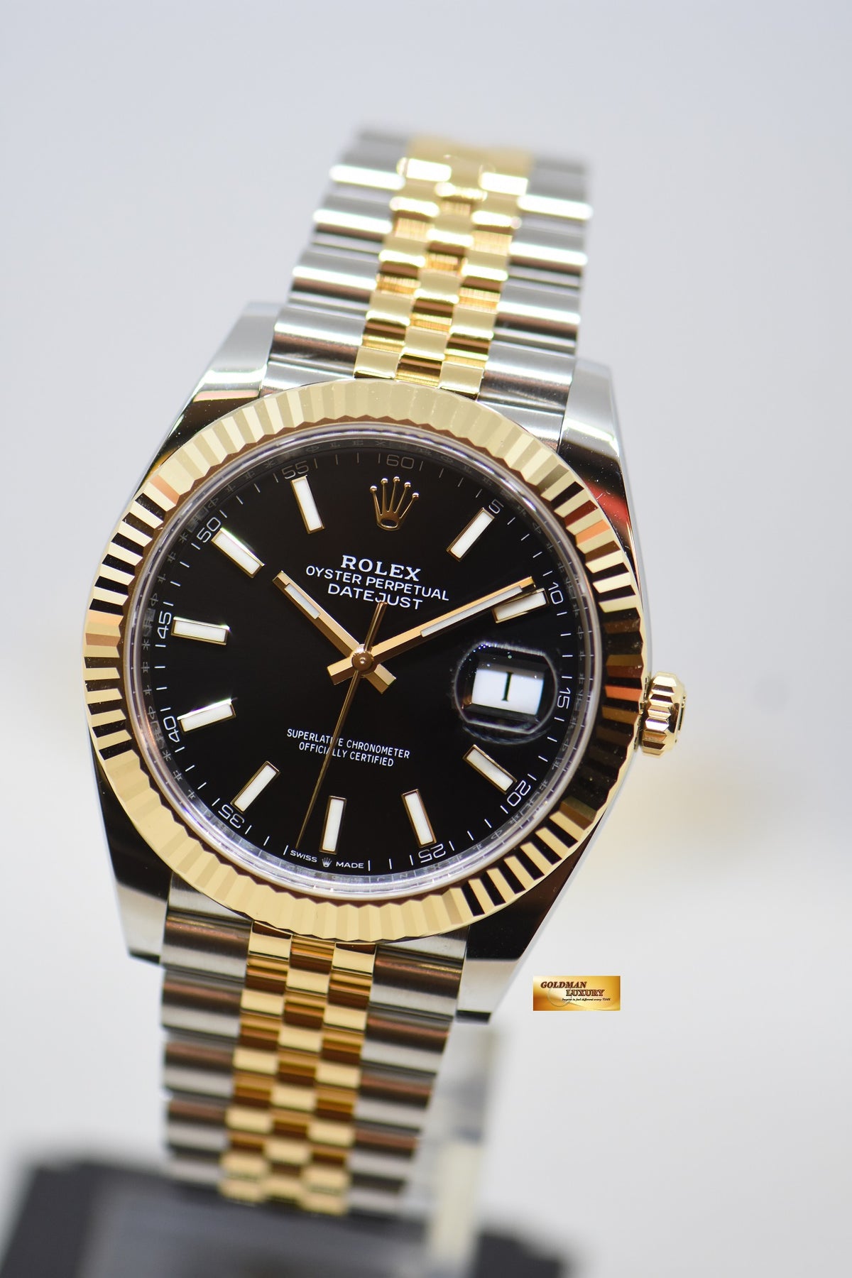 [SOLD] ROLEX OYSTER PERPETUAL 41mm GOLD / STEEL IN JUBILEE BRACELET BLACK DIAL AUTOMATIC 126333 (NEW-UNWORN)