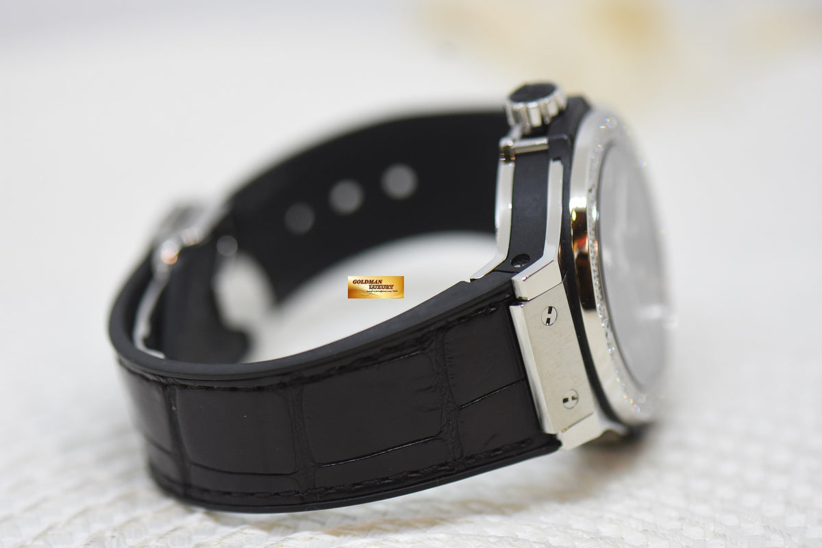 [SOLD] HUBLOT BIG BANG ORIGINAL DIAMOND BEZEL MEN’S 38mm STEEL IN LEATHER STRAP AUTOMATIC 365.SX.1170.LR.1104 (MINT)