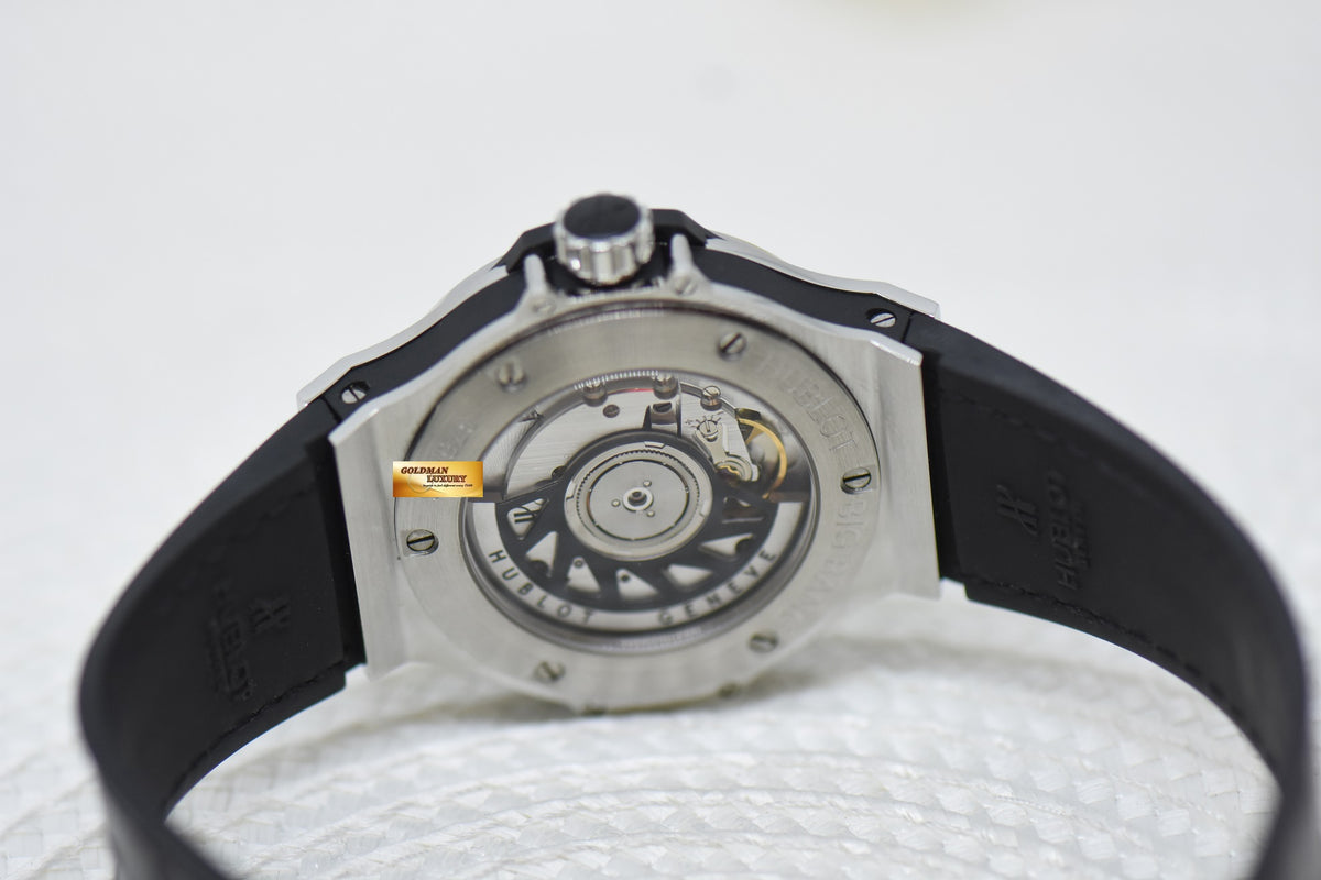 [SOLD] HUBLOT BIG BANG ORIGINAL DIAMOND BEZEL MEN’S 38mm STEEL IN LEATHER STRAP AUTOMATIC 365.SX.1170.LR.1104 (MINT)