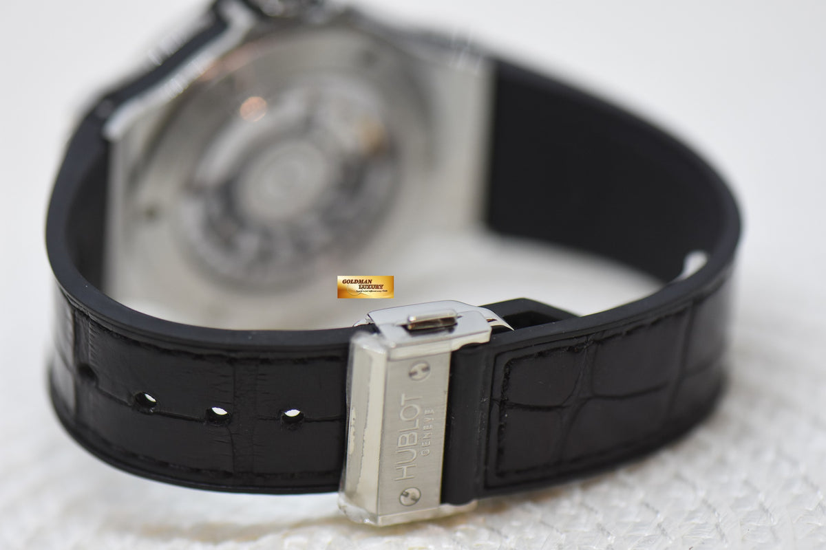 [SOLD] HUBLOT BIG BANG ORIGINAL DIAMOND BEZEL MEN’S 38mm STEEL IN LEATHER STRAP AUTOMATIC 365.SX.1170.LR.1104 (MINT)