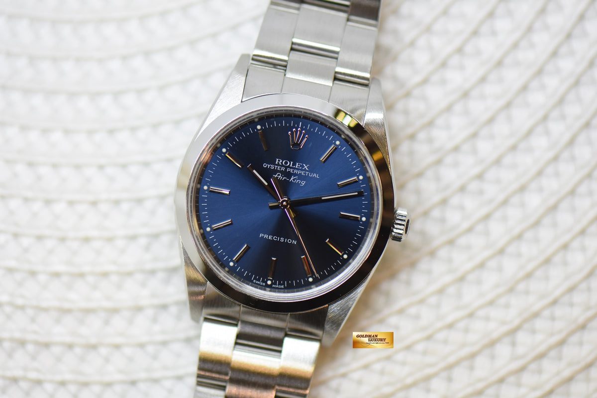 [SOLD] ROLEX OYSTER PERPETUAL AIR-KING 34mm PRECISION STEEL BLUE DIAL 14000 (MINT)