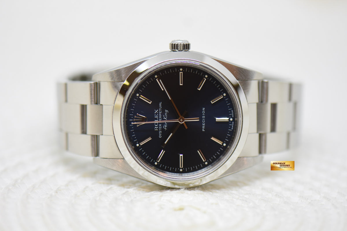 [SOLD] ROLEX OYSTER PERPETUAL AIR-KING 34mm PRECISION STEEL BLUE DIAL 14000 (MINT)