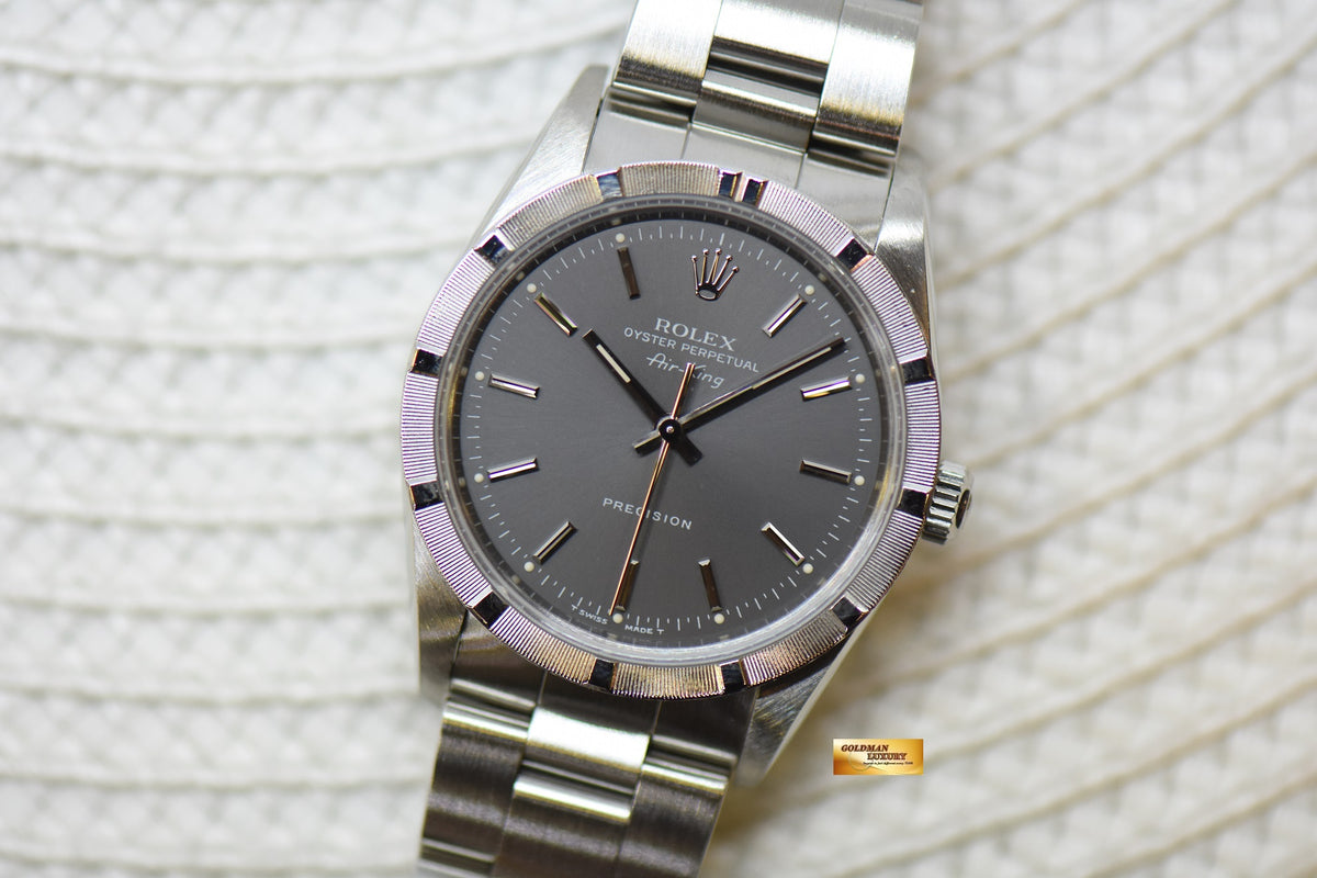[SOLD] ROLEX OYSTER PERPETUAL AIR-KING 34mm PRECISION STEEL GREY DIAL 14010 (MINT)