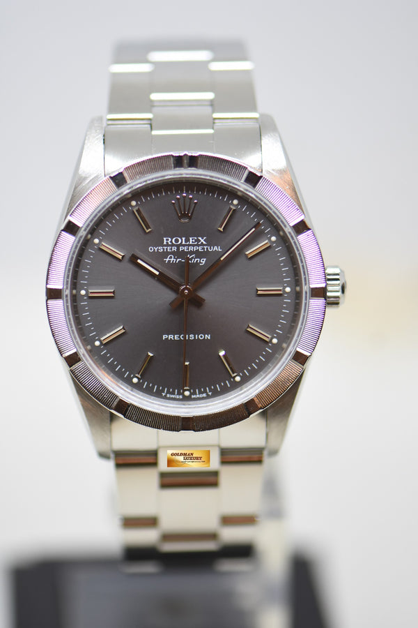 [SOLD] ROLEX OYSTER PERPETUAL AIR-KING 34mm PRECISION STEEL GREY DIAL 14010 (MINT)