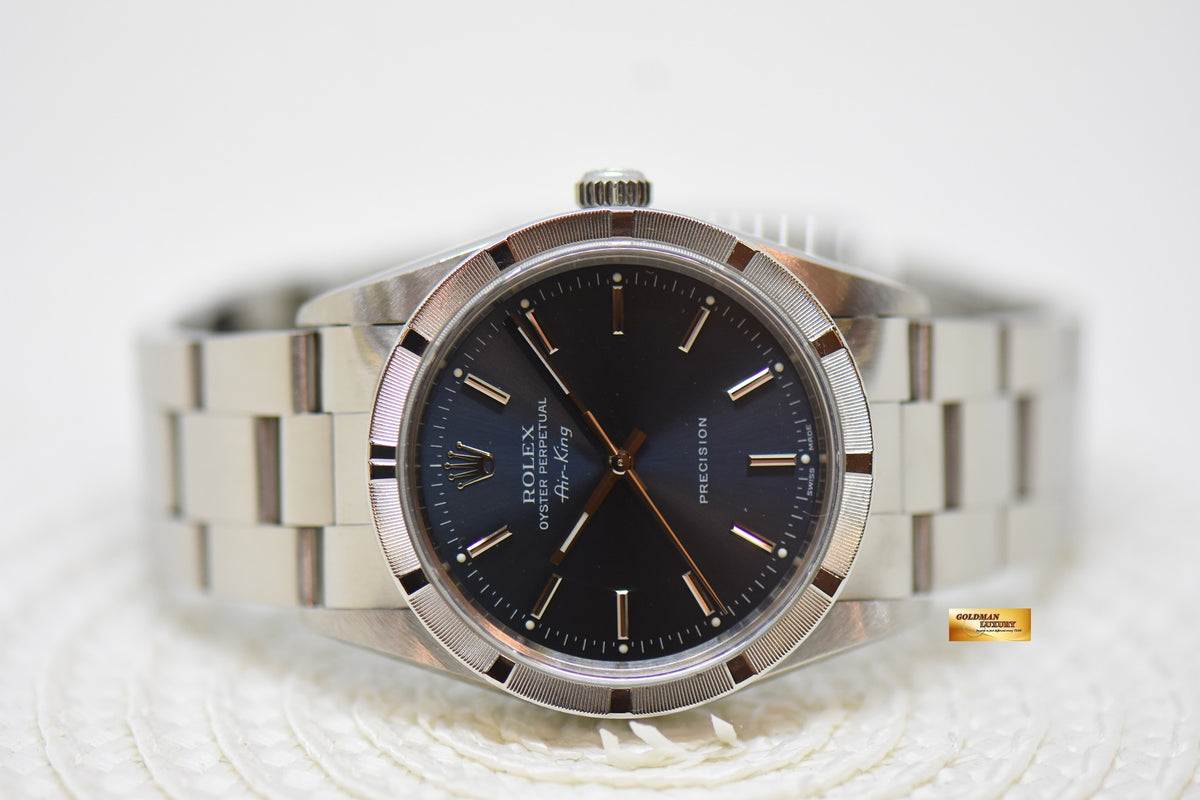 [SOLD] ROLEX OYSTER PERPETUAL AIR-KING 34mm PRECISION STEEL BLUE DIAL 14010 (MINT)