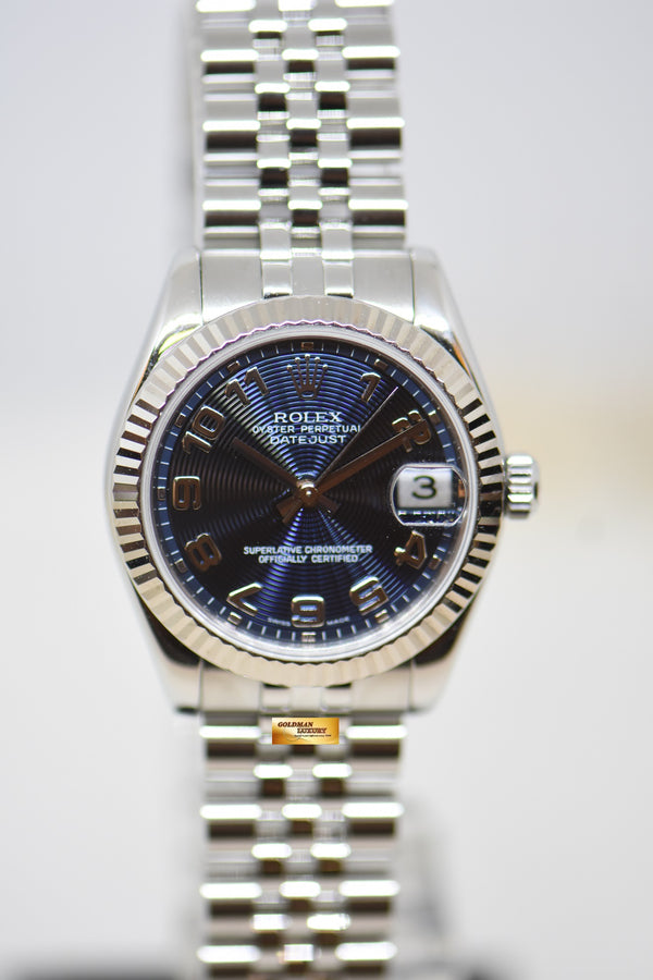 [SOLD] ROLEX OYSTER PERPETUAL DATEJUST 31mm STEEL IN JUBILEE BRACELET BLUE ARABIC CONCENTRIC DIAL AUTOMATIC 178274 (MINT)