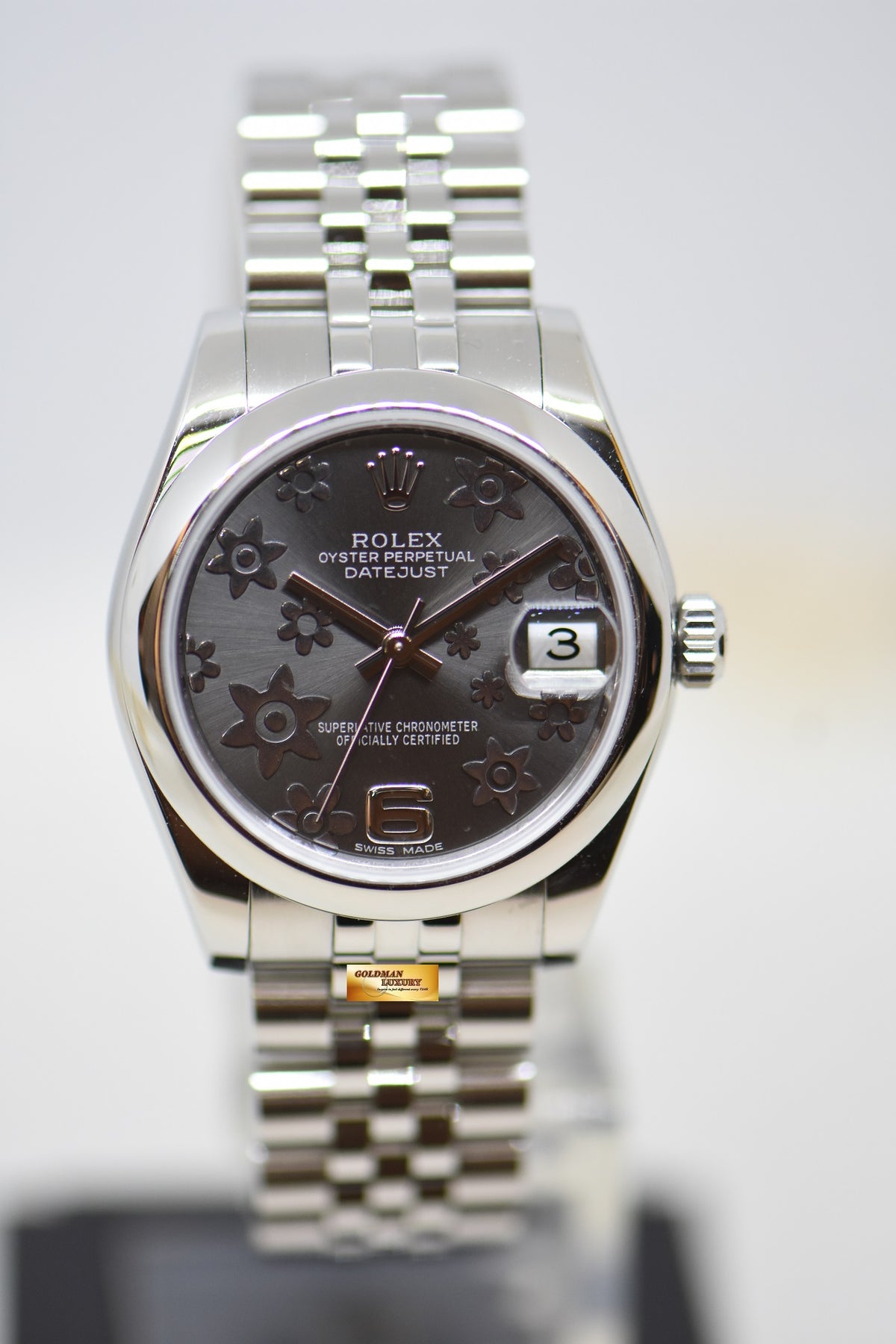 [SOLD] ROLEX OYSTER PERPETUAL DATEJUST 31mm STEEL IN JUBILEE BRACELET GREY FLORAL DIAL AUTOMATIC 178240 (MINT)