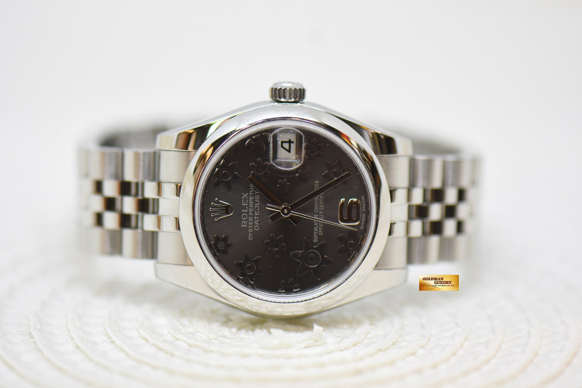 [SOLD] ROLEX OYSTER PERPETUAL DATEJUST 31mm STEEL IN JUBILEE BRACELET GREY FLORAL DIAL AUTOMATIC 178240 (MINT)