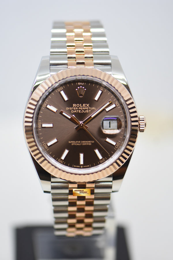 [SOLD] ROLEX OYSTER PERPETUAL 41mm EVEROSE GOLD / STEEL IN JUBILEE BRACELET CHOCOLATE DIAL AUTOMATIC 126331 (NEW-UNWORN)