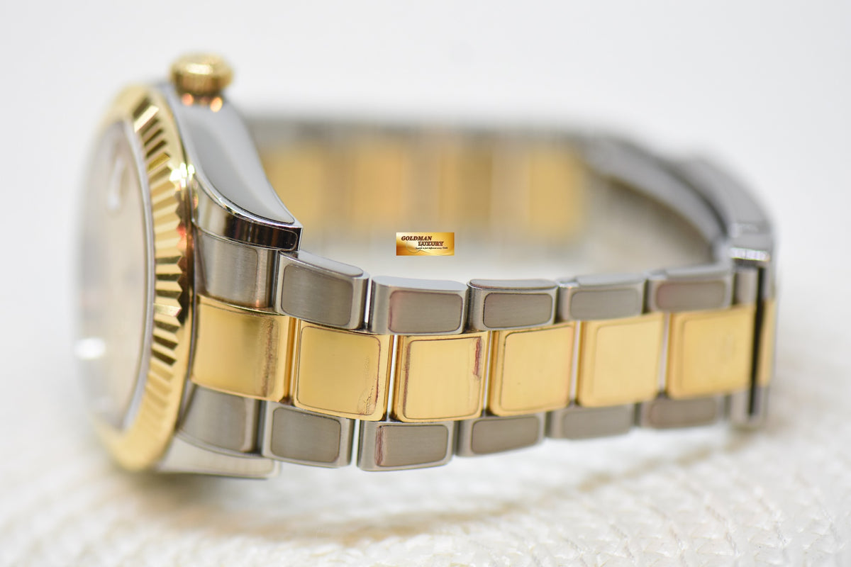 [SOLD] ROLEX OYSTER PERPETUAL SKY-DWELLER ANNUAL CALENDAR GMT GOLD / STEEL CHAMPAGNE GOLD DIAL 326933 (MINT-RX8 STICKERS ON)