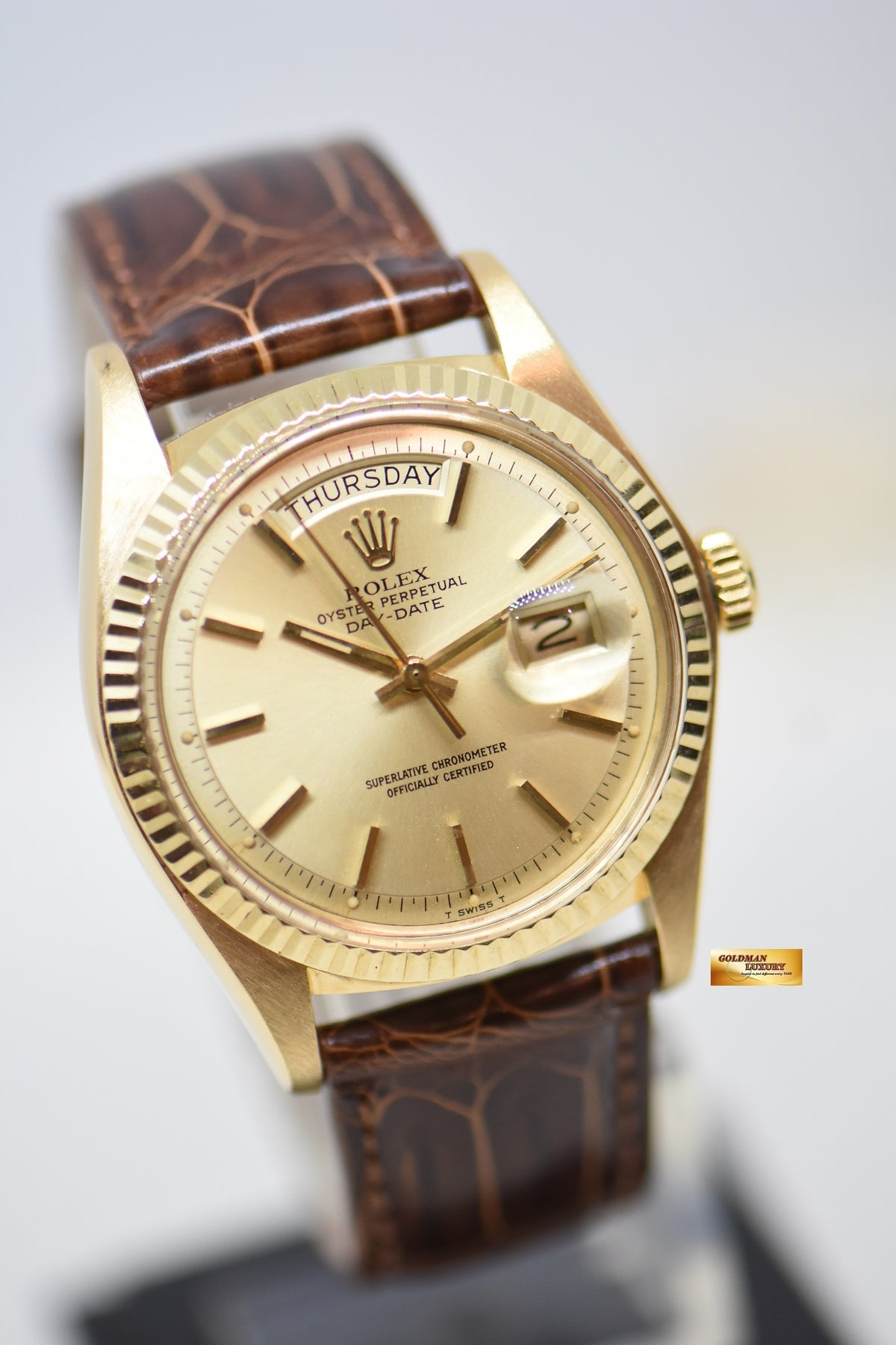 [SOLD] ROLEX OYSTER PERPETUAL DAY-DATE 36mm YELLOW GOLD GOLD DIAL (NON-QUICK-SET DATE) 1803 [HEAD ONLY] (VINTAGE)