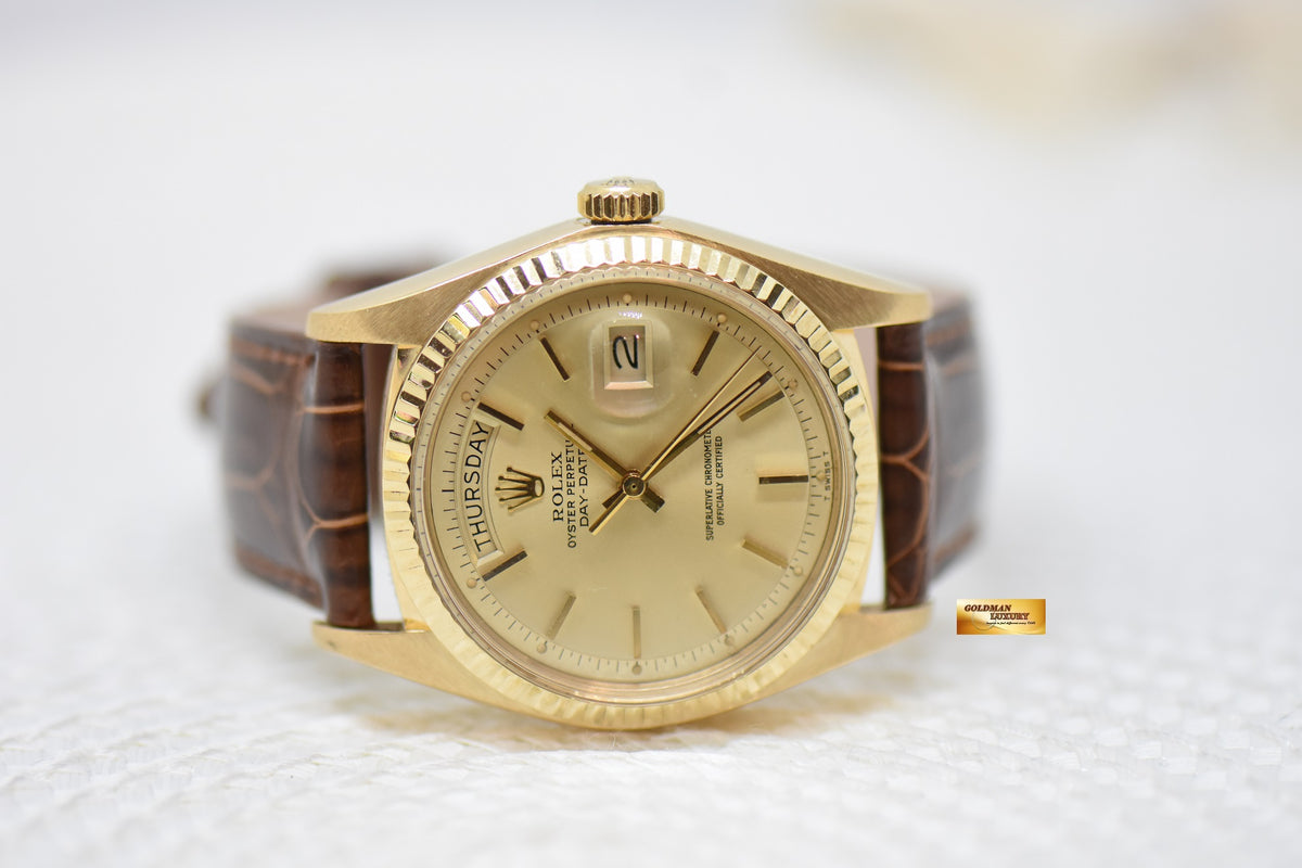 [SOLD] ROLEX OYSTER PERPETUAL DAY-DATE 36mm YELLOW GOLD GOLD DIAL (NON-QUICK-SET DATE) 1803 [HEAD ONLY] (VINTAGE)