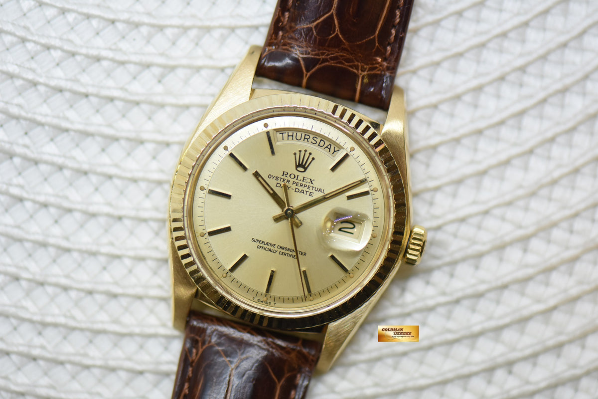 [SOLD] ROLEX OYSTER PERPETUAL DAY-DATE 36mm YELLOW GOLD GOLD DIAL (NON-QUICK-SET DATE) 1803 [HEAD ONLY] (VINTAGE)