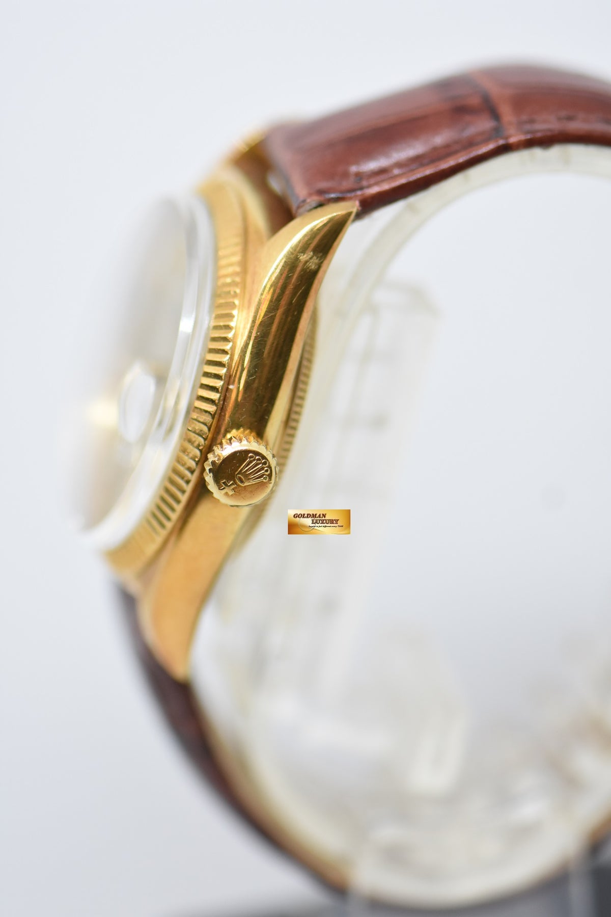 [SOLD] ROLEX OYSTER PERPETUAL RED DATEJUST 36mm YELLOW GOLD GOLD OCC DIAL (NON-QUICK-SET DATE) 6305 [HEAD ONLY] (VINTAGE)