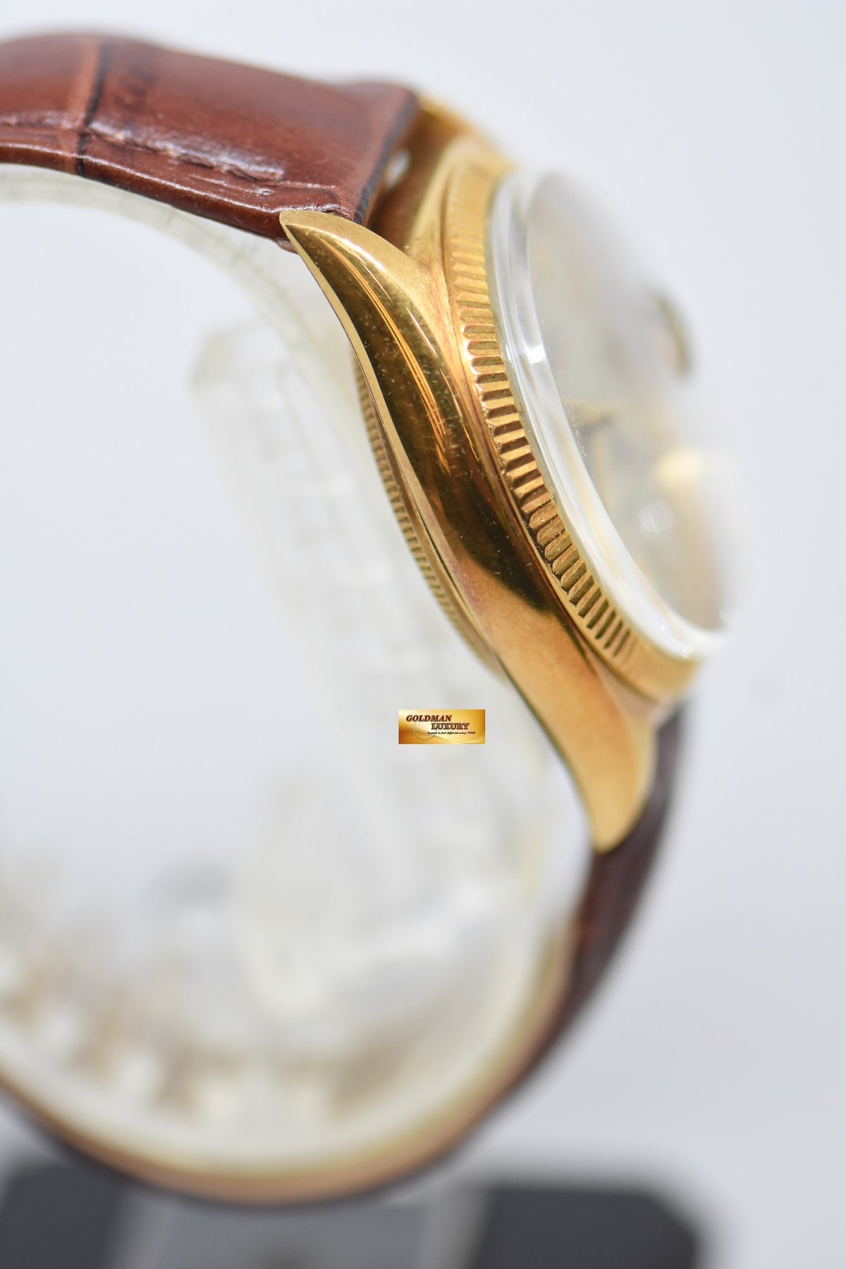 [SOLD] ROLEX OYSTER PERPETUAL RED DATEJUST 36mm YELLOW GOLD GOLD OCC DIAL (NON-QUICK-SET DATE) 6305 [HEAD ONLY] (VINTAGE)