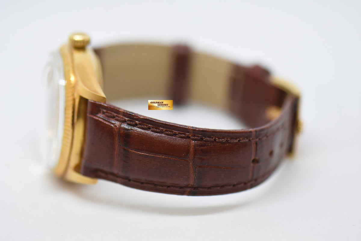 [SOLD] ROLEX OYSTER PERPETUAL RED DATEJUST 36mm YELLOW GOLD GOLD OCC DIAL (NON-QUICK-SET DATE) 6305 [HEAD ONLY] (VINTAGE)