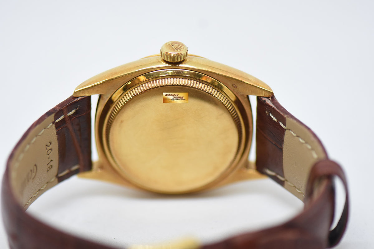 [SOLD] ROLEX OYSTER PERPETUAL RED DATEJUST 36mm YELLOW GOLD GOLD OCC DIAL (NON-QUICK-SET DATE) 6305 [HEAD ONLY] (VINTAGE)