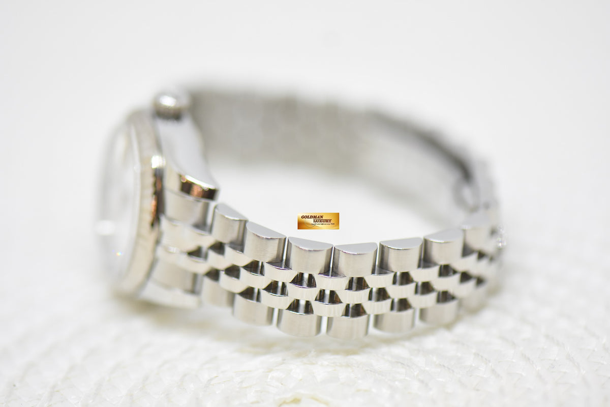 [SOLD] ROLEX OYSTER DATEJUST 26mm STEEL IN JUBILEE BRACELET WHITE DIAMOND DIAL 179174 (MINT)