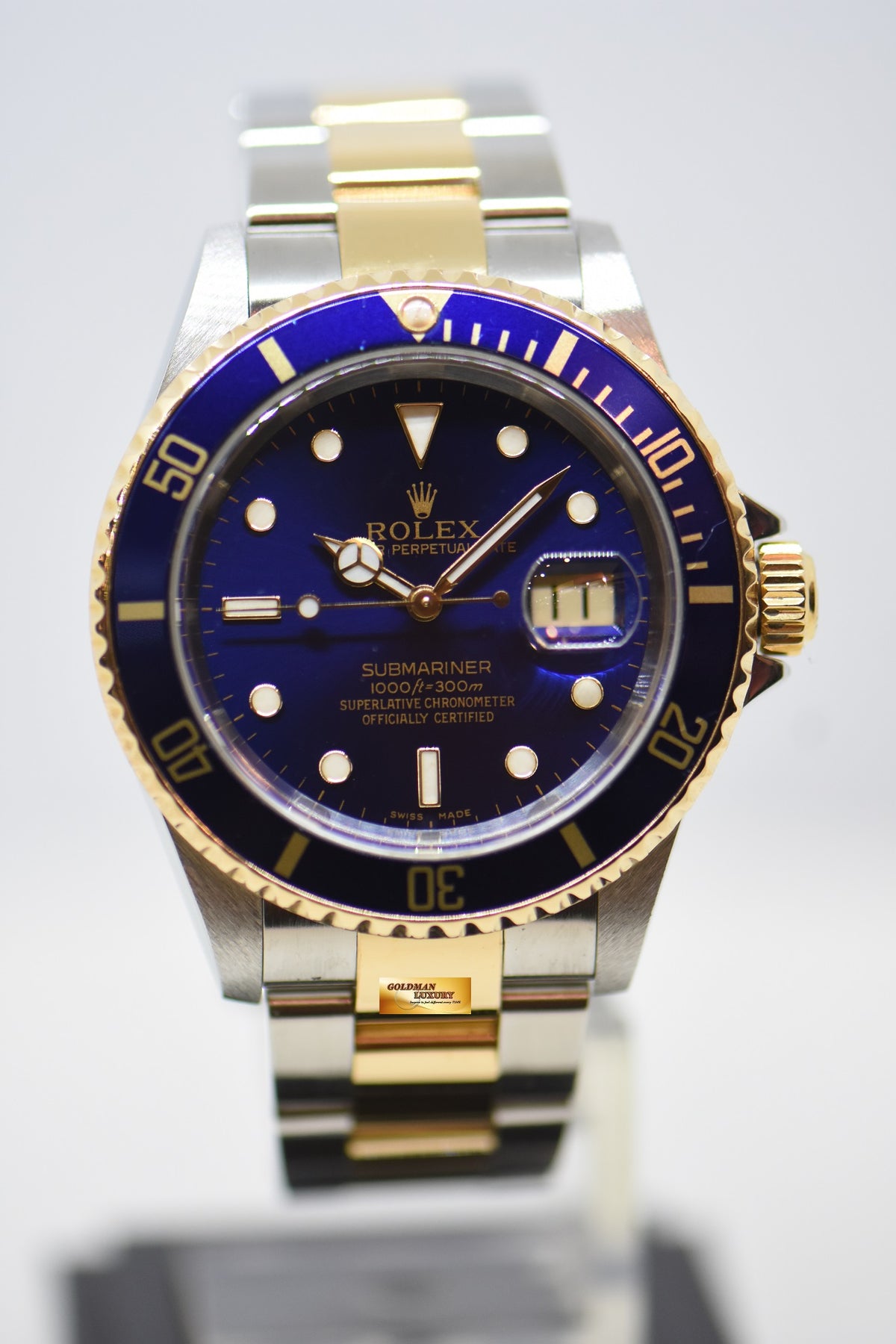 [SOLD] ROLEX OYSTER PERPETUAL SUBMARINER GOLD / STEEL IN BRACELET BLUE DIAL 16613LB (NO PINHOLE-SOLID ENDLINKS) (MINT)