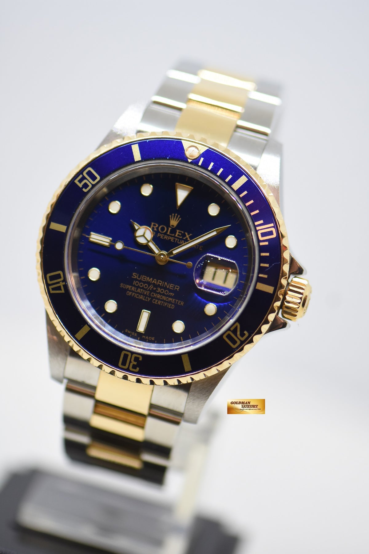 [SOLD] ROLEX OYSTER PERPETUAL SUBMARINER GOLD / STEEL IN BRACELET BLUE DIAL 16613LB (NO PINHOLE-SOLID ENDLINKS) (MINT)