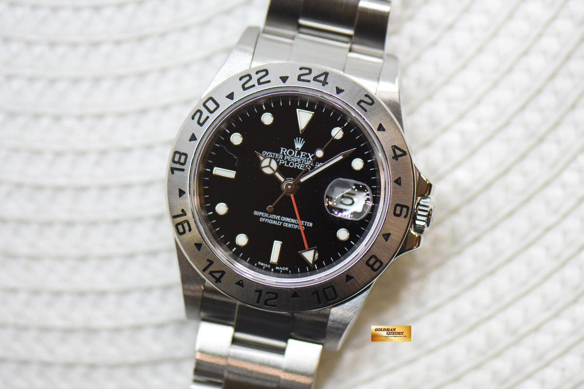 [SOLD] ROLEX OYSTER PERPETUAL EXPLORER II 40mm STEEL BLACK DIAL CALIBRE 3185 16570 (REHAUT ENGRAVINGS-NO PINHOLE) (MINT)