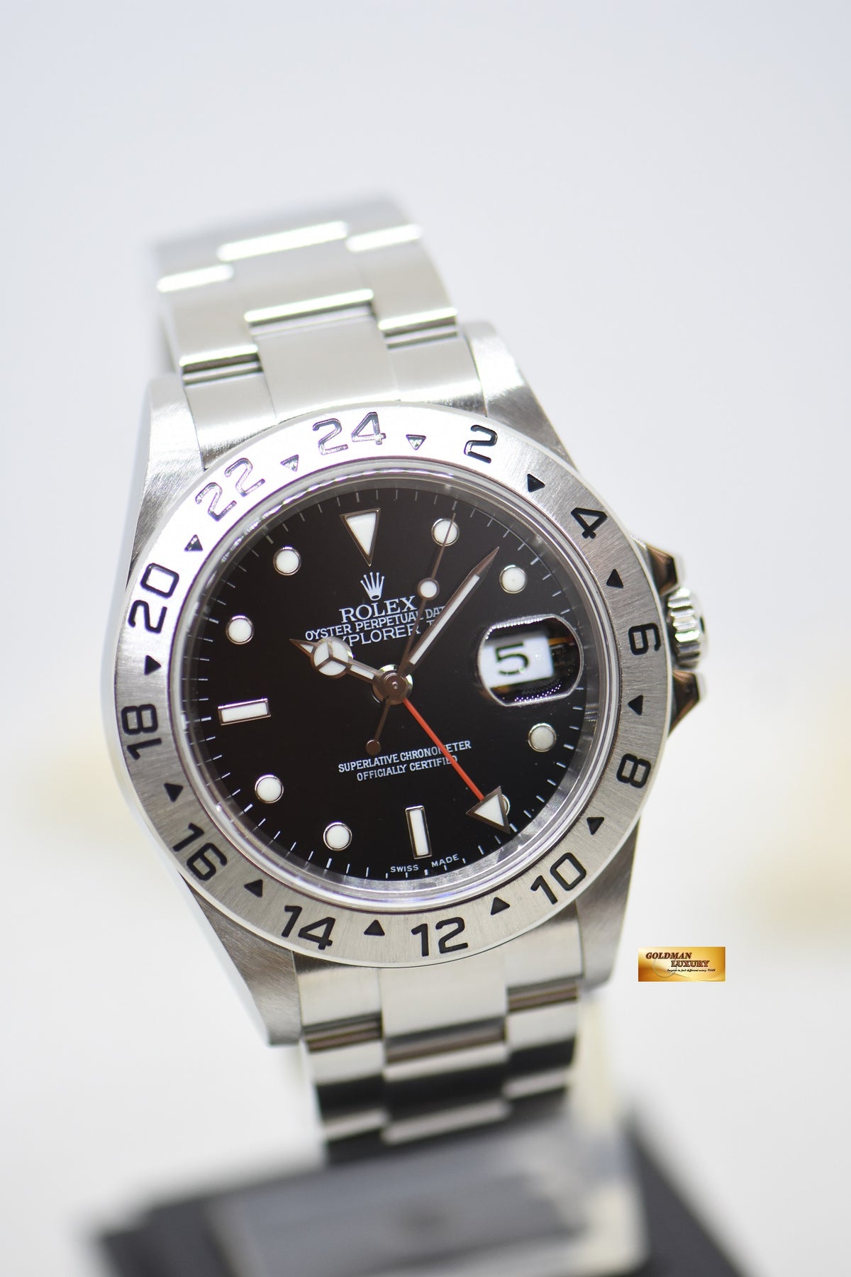 [SOLD] ROLEX OYSTER PERPETUAL EXPLORER II 40mm STEEL BLACK DIAL CALIBRE 3185 16570 (REHAUT ENGRAVINGS-NO PINHOLE) (MINT)