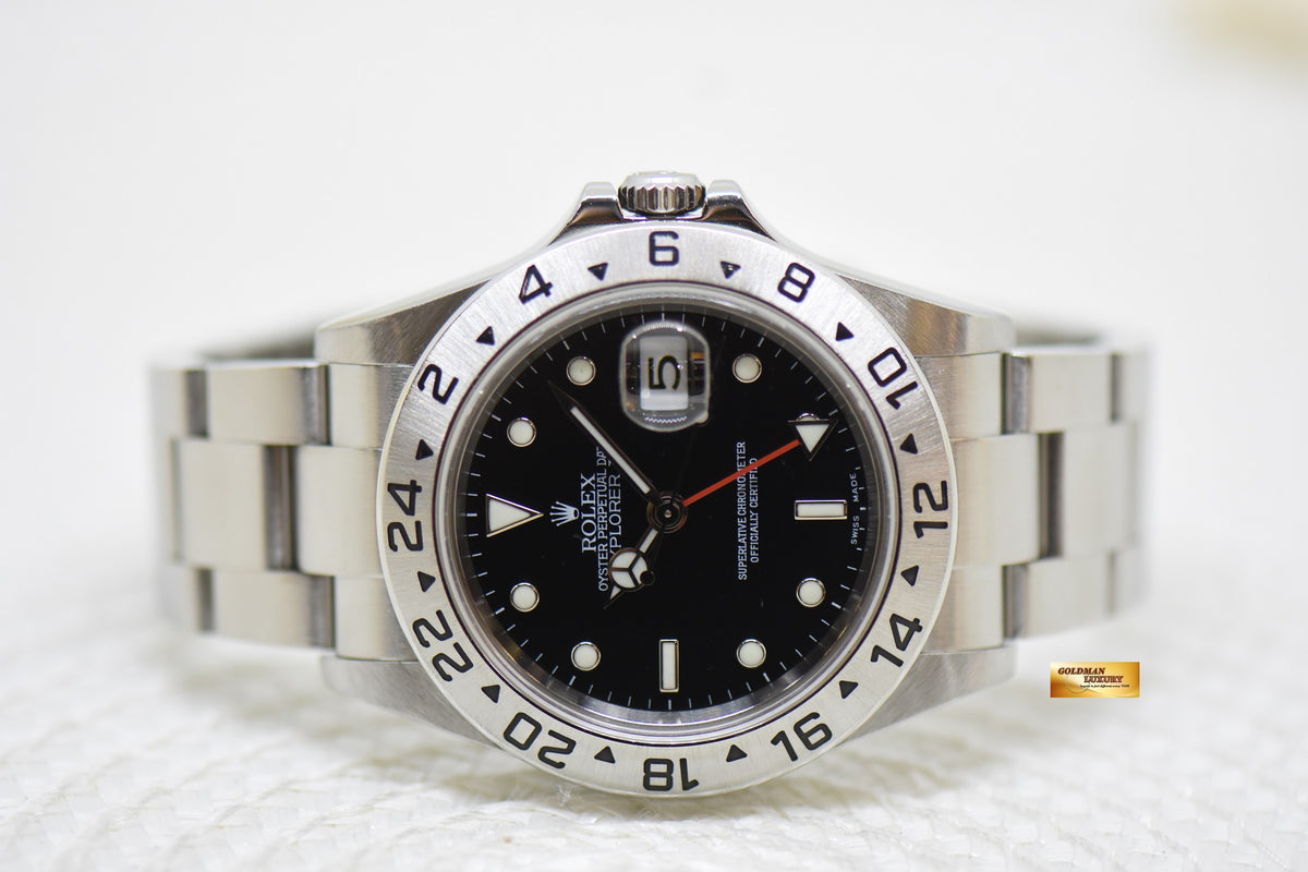 [SOLD] ROLEX OYSTER PERPETUAL EXPLORER II 40mm STEEL BLACK DIAL CALIBRE 3185 16570 (REHAUT ENGRAVINGS-NO PINHOLE) (MINT)
