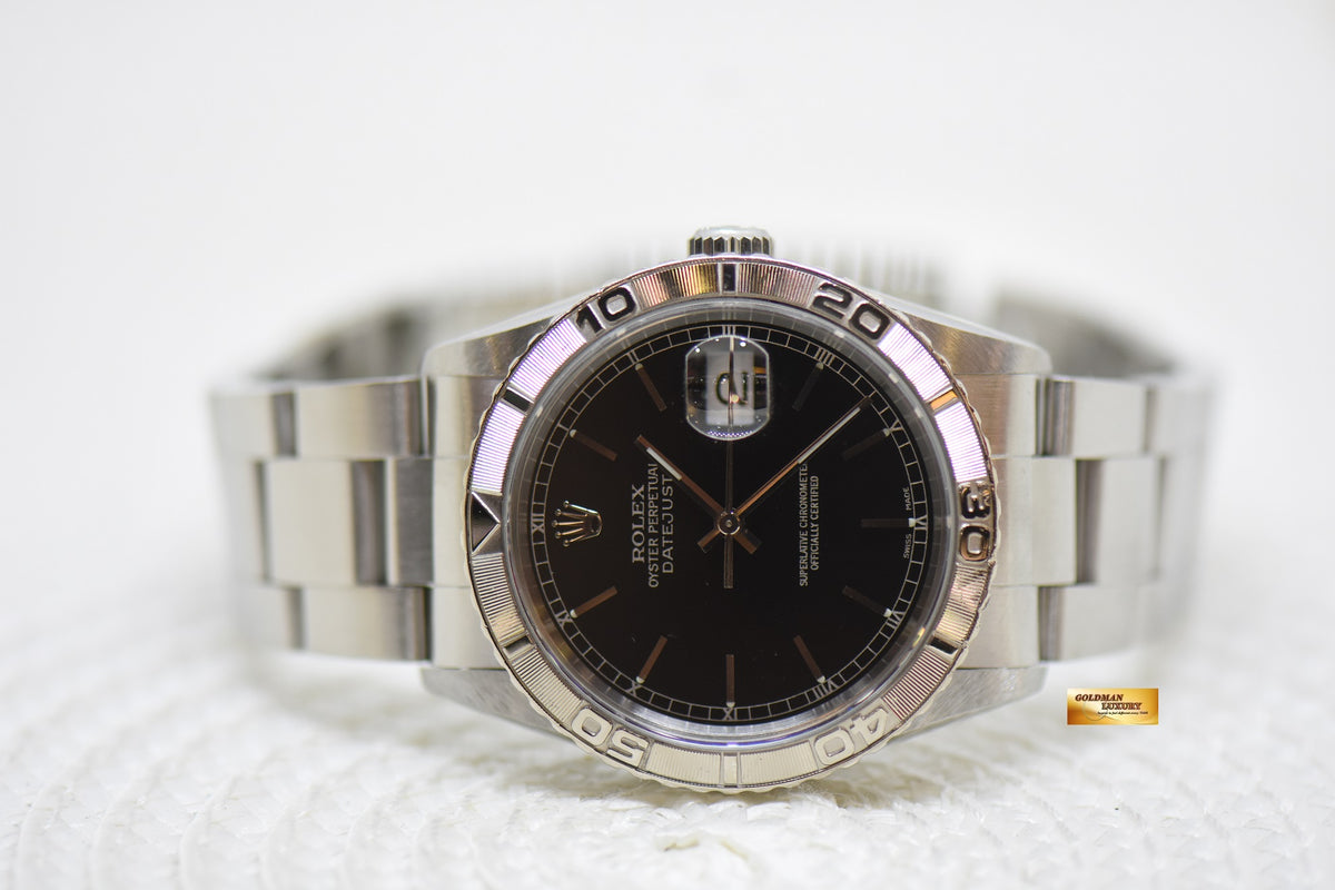 [SOLD] ROLEX OYSTER DATEJUST 36mm TURN-O-GRAPH STEEL IN OYSTER BRACELET BLACK DIAL 16264 (MINT)
