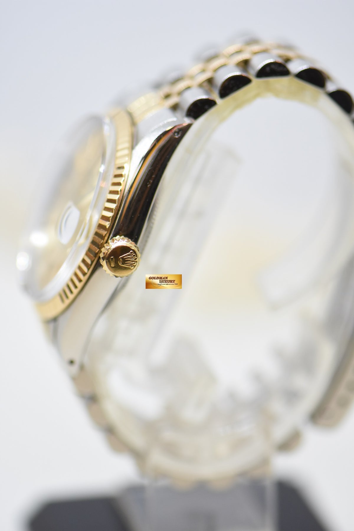 [SOLD] ROLEX OYSTER DATEJUST 36mm HALF-GOLD IN JUBILEE BRACELET GOLD TAPESTRY DIAL 16013 (QUICKSET-DATE) (VINTAGE)