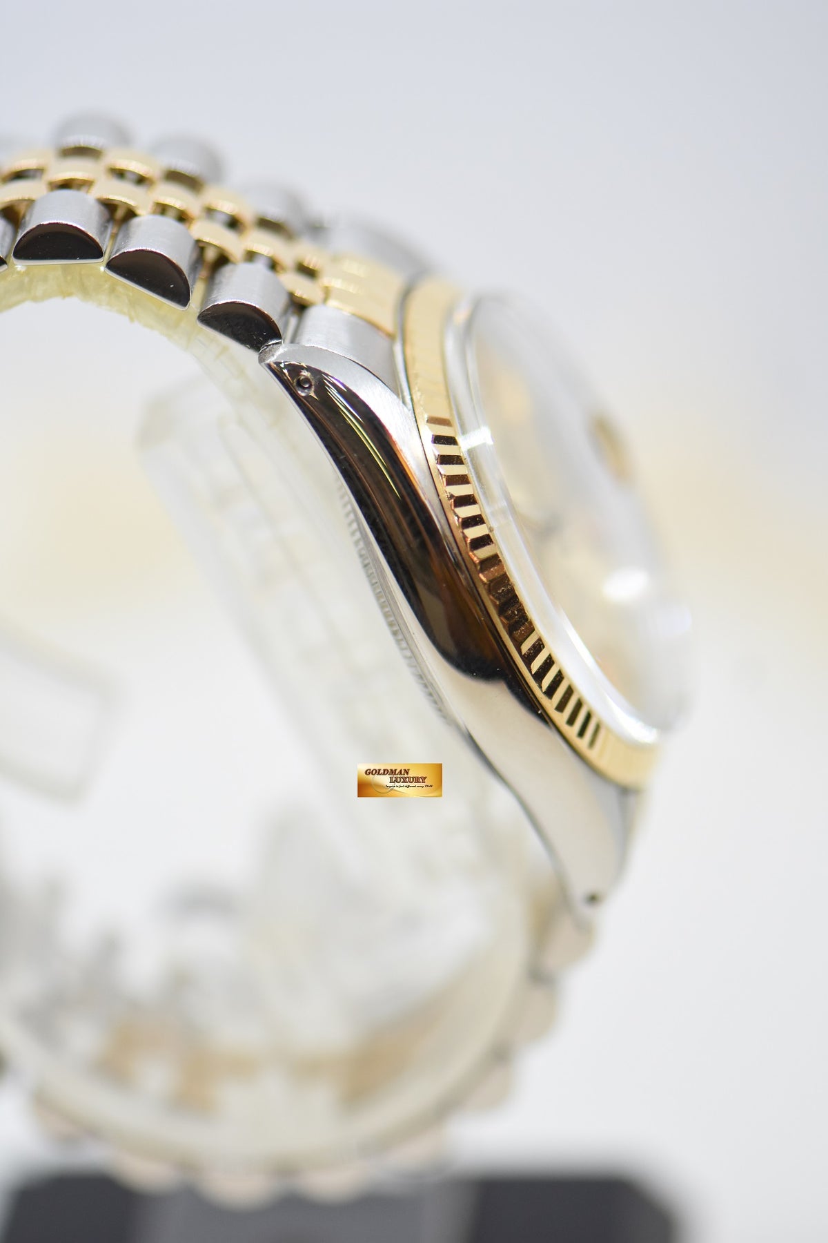 [SOLD] ROLEX OYSTER DATEJUST 36mm HALF-GOLD IN JUBILEE BRACELET GOLD TAPESTRY DIAL 16013 (QUICKSET-DATE) (VINTAGE)