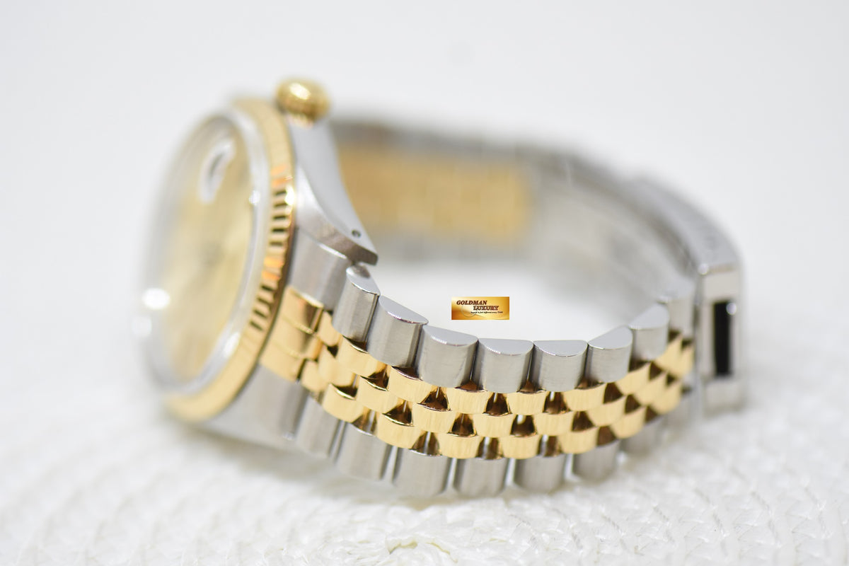 [SOLD] ROLEX OYSTER DATEJUST 36mm HALF-GOLD IN JUBILEE BRACELET GOLD TAPESTRY DIAL 16013 (QUICKSET-DATE) (VINTAGE)