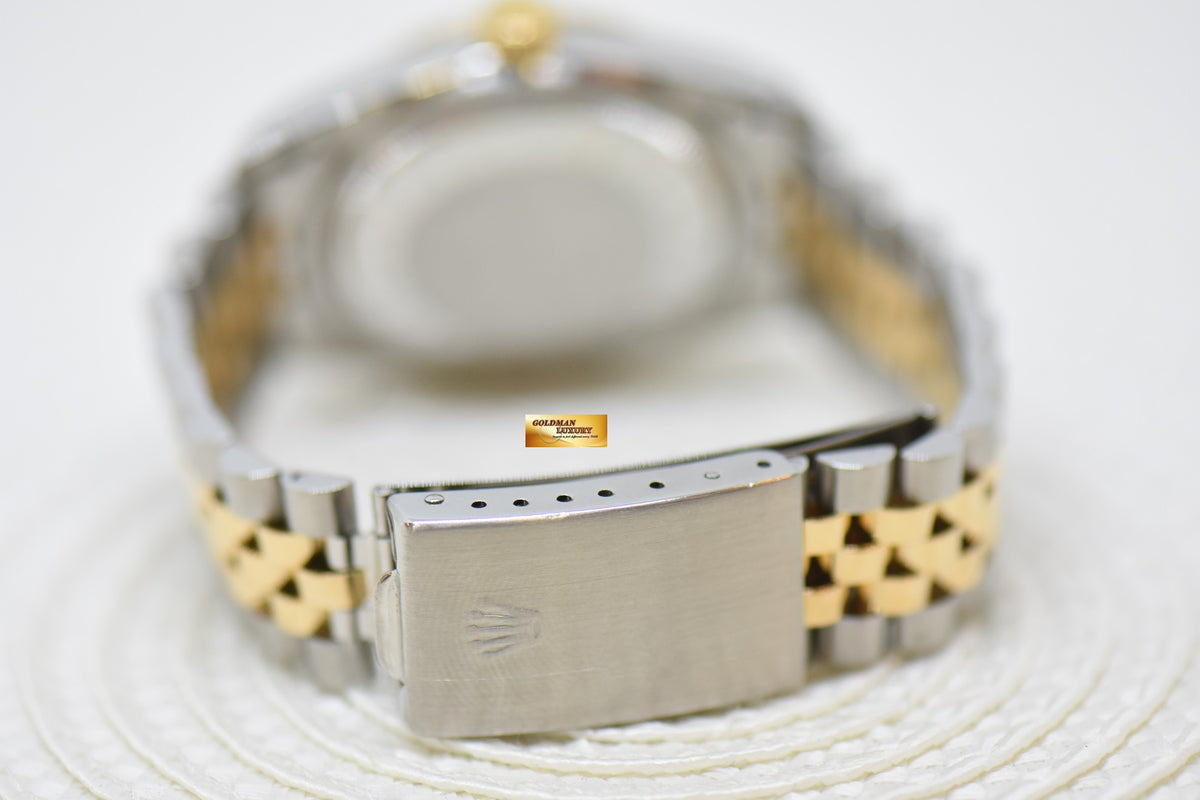 [SOLD] ROLEX OYSTER DATEJUST 36mm HALF-GOLD IN JUBILEE BRACELET GOLD TAPESTRY DIAL 16013 (QUICKSET-DATE) (VINTAGE)