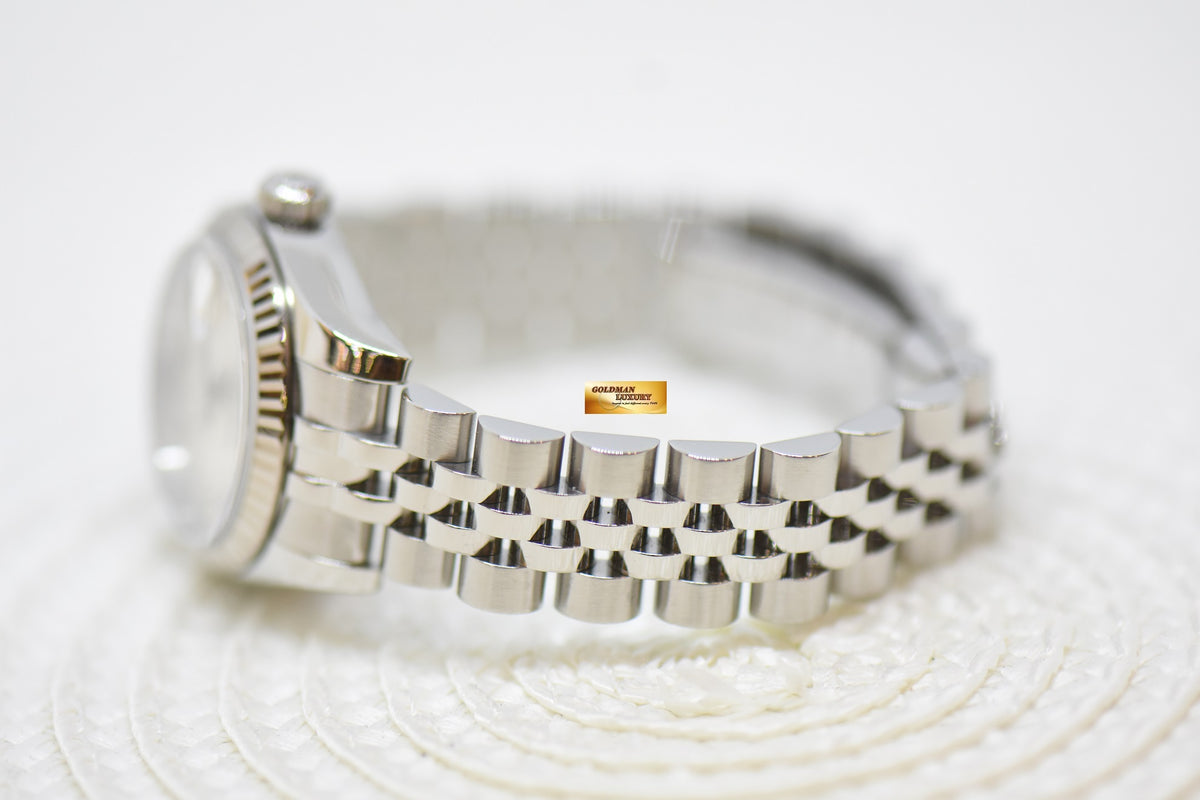 [SOLD] ROLEX OYSTER DATEJUST 26mm STEEL IN JUBILEE BRACELET SILVER DIAMOND DIAL 179174 (MINT)