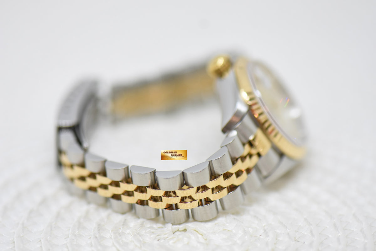[SOLD] ROLEX OYSTER PERPETUAL DATEJUST 26mm MOP DIAMOND DIAL HALF GOLD IN JUBILEE BRACELET 79173 (MINT)