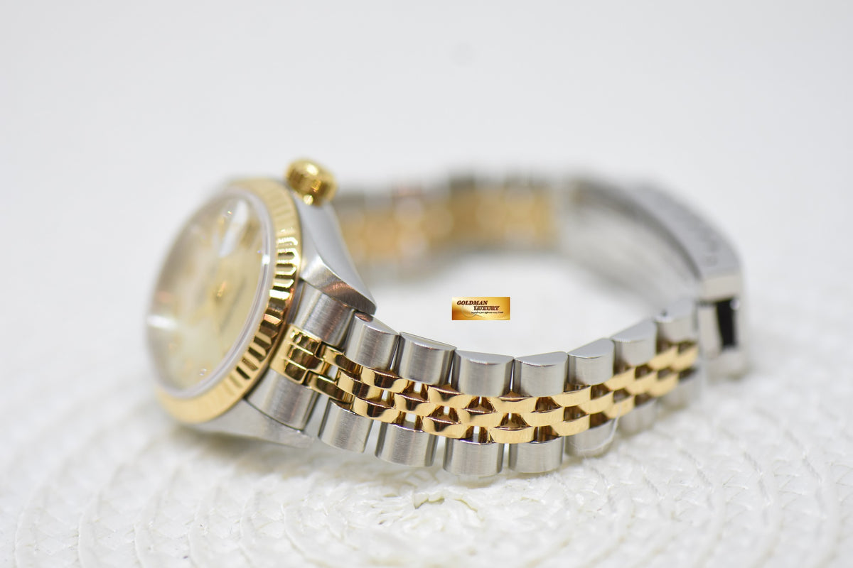 [SOLD] ROLEX OYSTER PERPETUAL DATEJUST 26mm MOP DIAMOND DIAL HALF GOLD IN JUBILEE BRACELET 79173 (MINT)