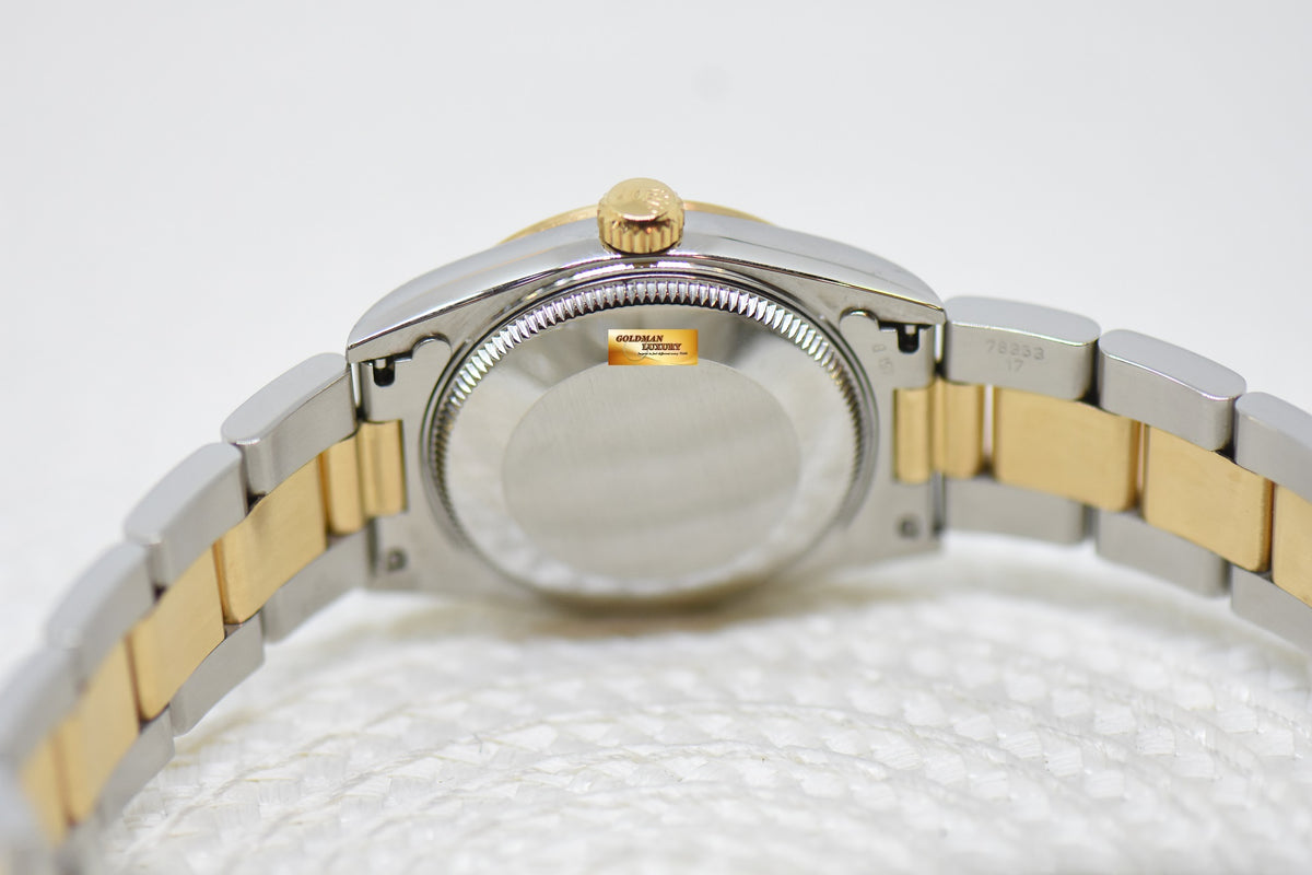 [SOLD] ROLEX OYSTER DATEJUST 31mm GOLD / STEEL IN OYSTER BRACELET WHITE DIAMOND DIAL 68243 (MINT)