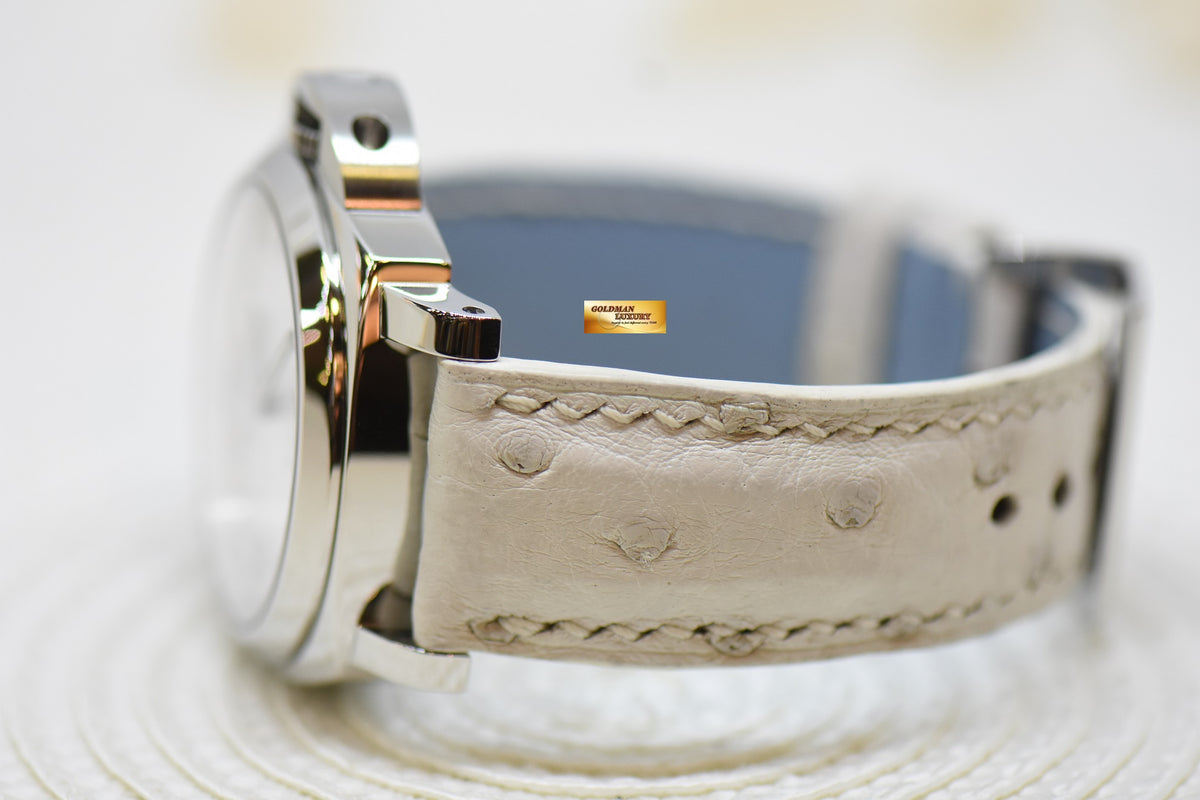 [SOLD] PANERAI LUMINOR MARINA 44mm STEEL IN LEATHER 8 DAYS MANUAL WHITE DIAL PAM 561 (MINT)