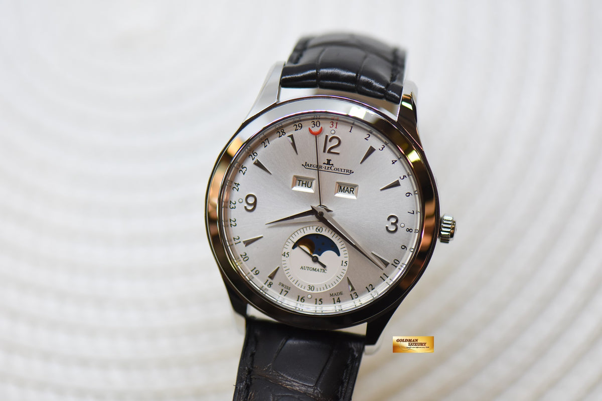 [SOLD] JLC MASTER CONTROL CALENDAR MOONPHASE 40mm STEEL IN LEATHER STRAP AUTOMATIC Q1558420 (MINT)