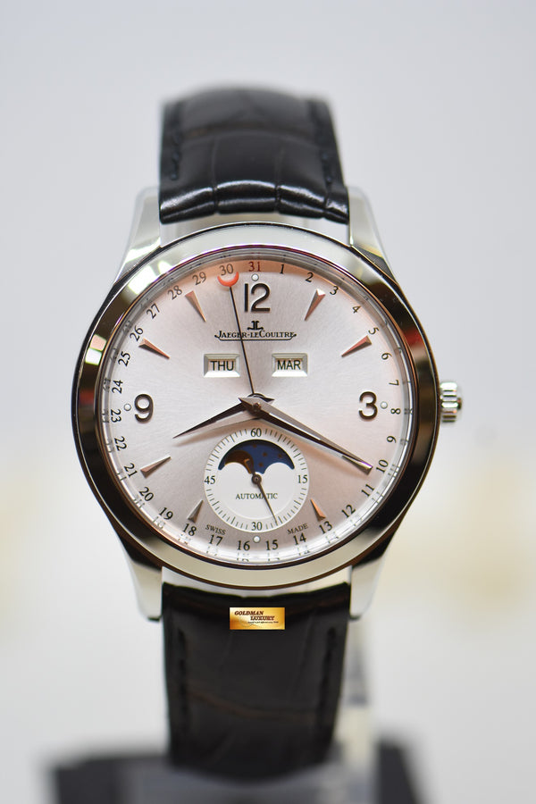 [SOLD] JLC MASTER CONTROL CALENDAR MOONPHASE 40mm STEEL IN LEATHER STRAP AUTOMATIC Q1558420 (MINT)