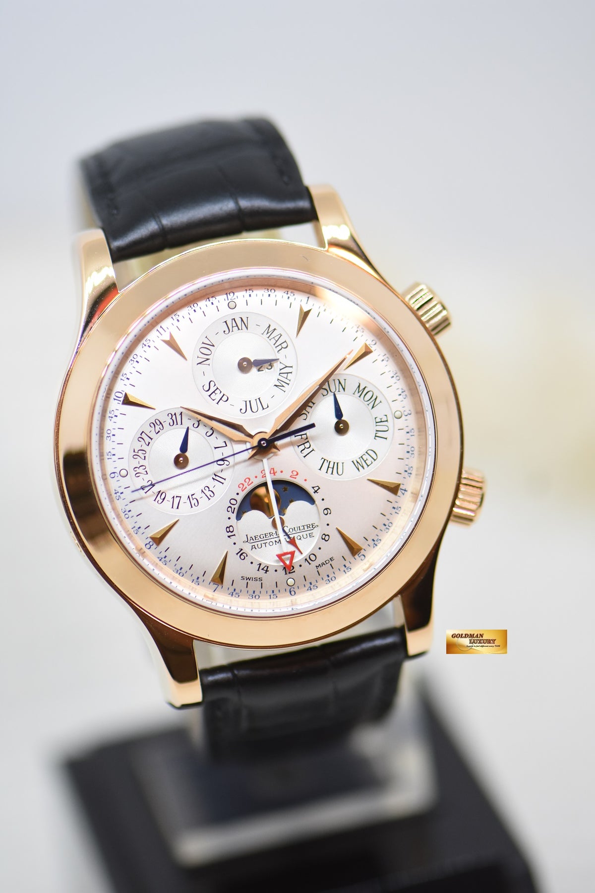 [SOLD] JAEGER Le-COULTRE MASTER GRANDE PERPETUAL CALENDAR MEMOVOX ALARM MOONPHASE ROSE GOLD IN LEATHER STRAP AUTOMATIC Q146295 (LNIB)
